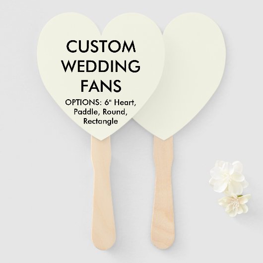 Custom Personalisiert IVORY HEART WEDING FANS Fächer (Vorne und Hinten)