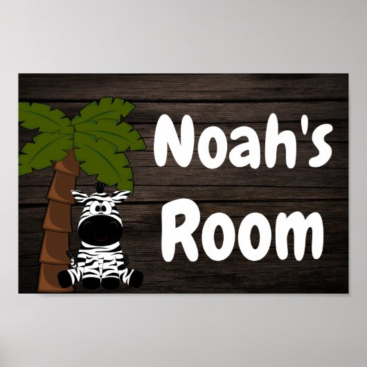 Custom Personalisiert Kid's Room Niedlich Zebra Poster (Vorne)