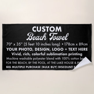 Custom Personalisiert Large Black Beach Handtuch 5