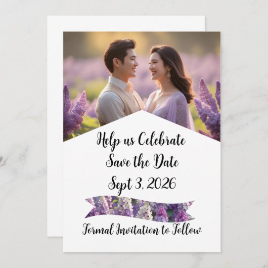 Custom Personalisiert Lila Lilac Save the Date (Vorne/Hinten)