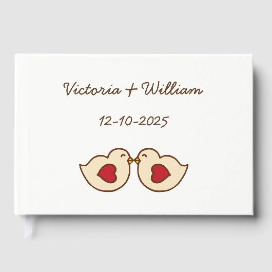 Custom Personalisiert Love Birds Wedding Guest Boo Gästebuch (Vorderseite)