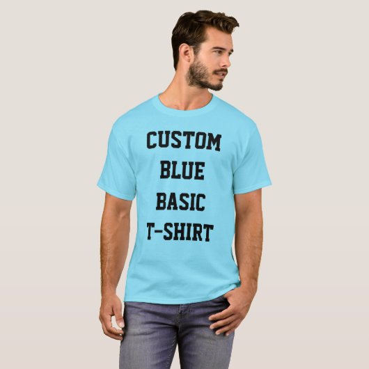 Custom Personalisiert Men BASIC LIGHT BLUE T - SHI T-Shirt (Vorne ganz)