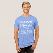 Custom personalisiert Men Blue Tri-Blend T - Shirt (Vorderseite voll)