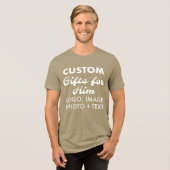 Custom personalisiert Men Green Tri-Blend T - Shir Tri-Blend Shirt (Vorderseite voll)