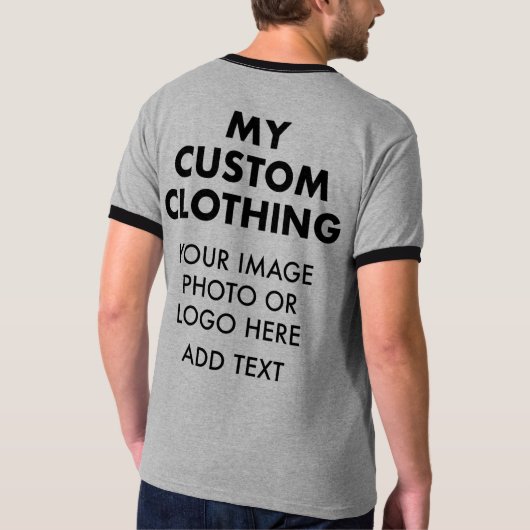 Custom Personalisiert MEN'S RINGER T - SHIRT - GRA (Rückseite)