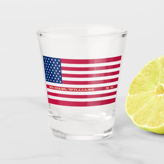 Custom Personalisiert Mit Monogramm USA Flag Schnapsglas (Vorderseite)