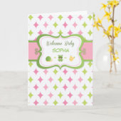 Custom Personalisiert Name Welcome Baby Girl, Soph Karte (Gelbe Blume)