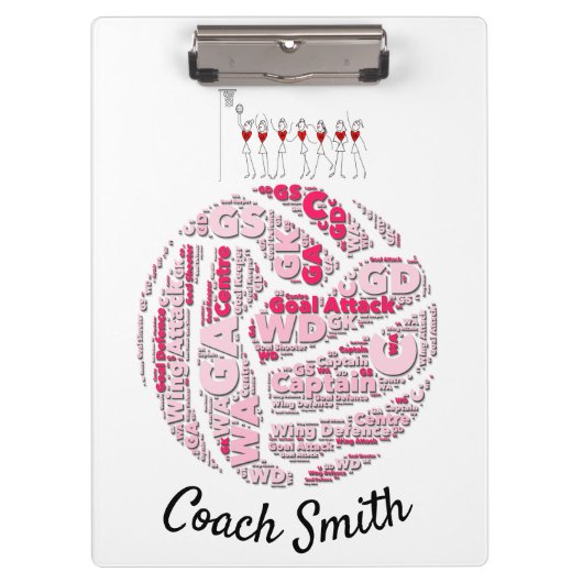 Custom Personalisiert Netball Coach Klemmbrett (Vorderseite)