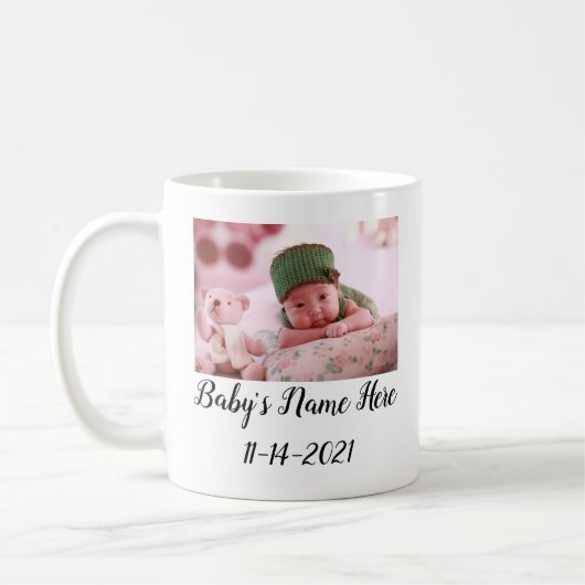 Custom Personalisiert New Baby Foto Coffee Tasse (Links)