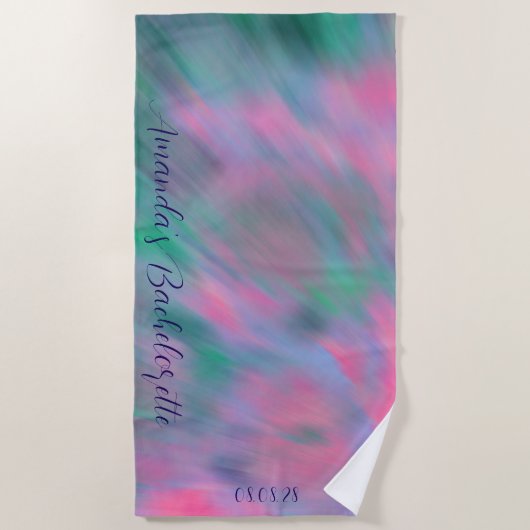 Custom Personalisiert Northern Lights Bachelorette Strandtuch (Vorderseite)