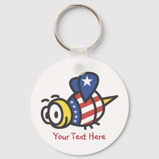 Custom Personalisiert Patriotic Bumble Bee Schlüss Schlüsselanhänger (Vorderseite)