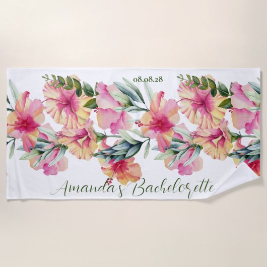 Custom Personalisiert Petunia Blume Bachelorette Strandtuch (Vorderseite)