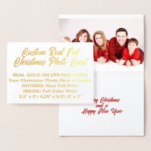 Custom Personalisiert REAL FOIL CHRISTMAS FOTOKART Folienkarte