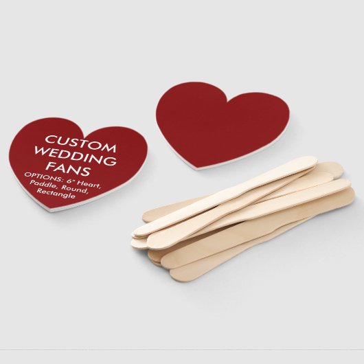 Custom Personalisiert RED HEART WEDING FANS Fächer (Non-assembled)