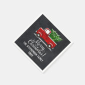 Custom Personalisiert Red Truck Tree Frohe Weihnac Serviette (Ecke)