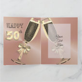 Custom Personalisiert Rose Gold 50. Geburtstagskar Karte (Innenseite)