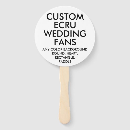 Custom Personalisiert ROUND ECRU WEDDING FANS (10) Fächer (Vorderseite)