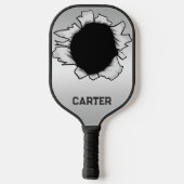 Custom Personalisiert Silver Black Hole Pickleball Schläger (Rückseite)