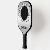 Custom Personalisiert Silver Black Hole Pickleball Schläger (Links)