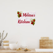 Custom Personalisiert Strawberry Kitchen Bistro Poster (Küche)