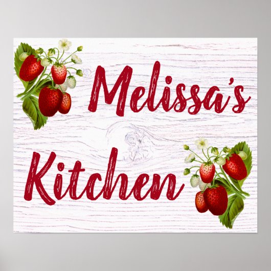 Custom Personalisiert Strawberry Kitchen Bistro Poster (Vorne)