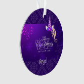 Custom Personalisiert Unicorn Lila Weihnachten Ornament (Vorderseite)