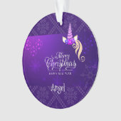 Custom Personalisiert Unicorn Lila Weihnachten Ornament (Vorderseite)