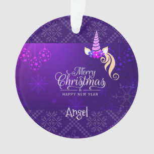 Custom Personalisiert Unicorn Lila Weihnachten Ornament