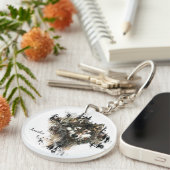 Custom, Personalisiert Wolf Mountain Animal Art Schlüsselanhänger (Vorderseite rechts)