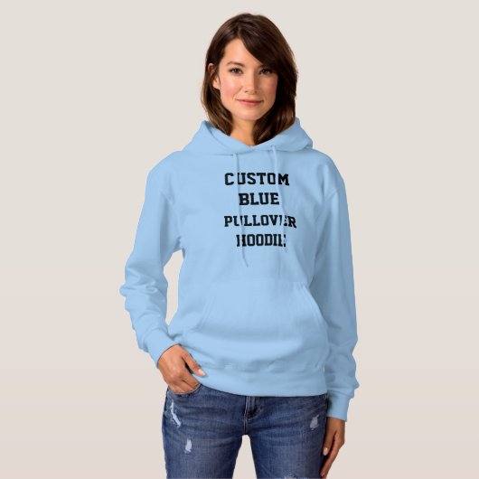 Custom Personalisiert Women's BLUE PULLOVER HOODIE (Vorne ganz)