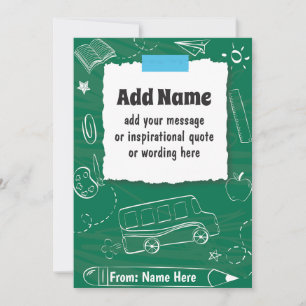 CUSTOM Personalisiert zurück zur Schule und zum Ja Feiertagskarte