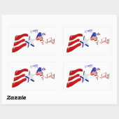 Custom Personalisierte July 4th American Flag Rechteckiger Aufkleber (Blatt)