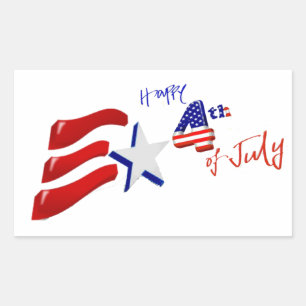 Custom Personalisierte July 4th American Flag Rechteckiger Aufkleber