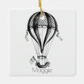 Custom Personalisierte Vintage Heißluftballon Keramikornament (Vorderseite)