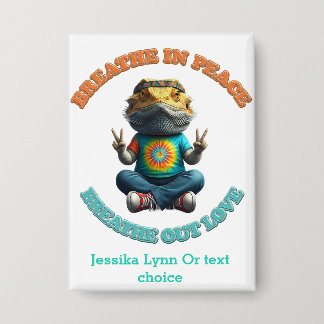 Custom Personalize Boho Bearded Dragon Hippie Button