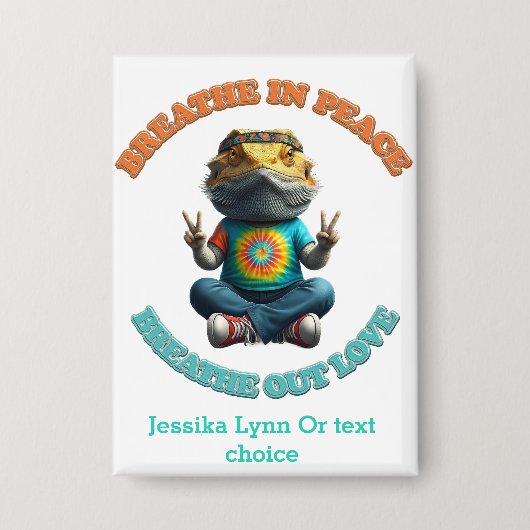 Custom Personalize Boho Bearded Dragon Hippie Button (Vorderseite)