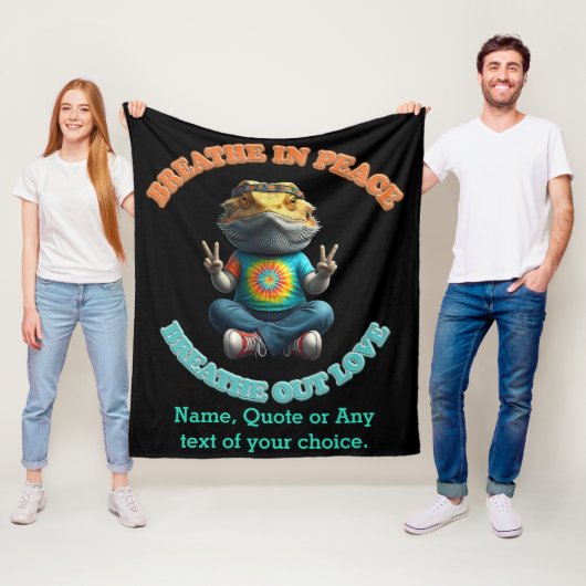 Custom Personalize Boho Bearded Dragon Hippie Fleecedecke (Beispiel)