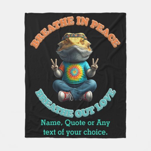 Custom Personalize Boho Bearded Dragon Hippie Fleecedecke (Vorderseite)