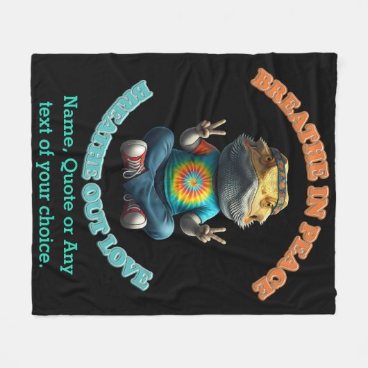 Custom Personalize Boho Bearded Dragon Hippie Fleecedecke (Vorderseite (Horizontal))