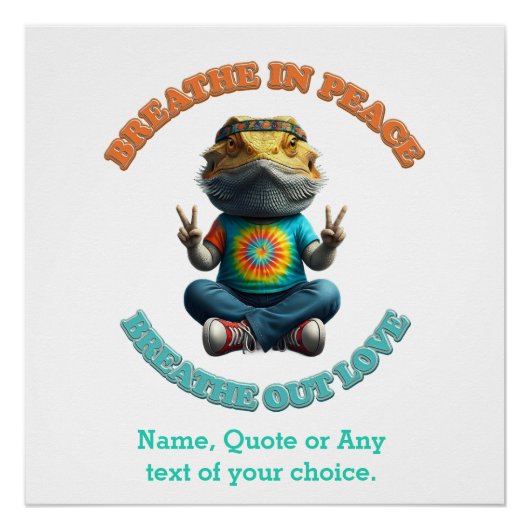 Custom Personalize Boho Bearded Dragon Hippie Poster (Vorderseite)
