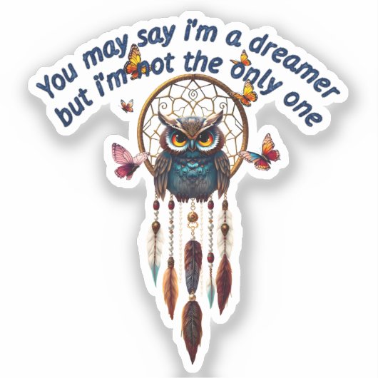 Custom Personalize Boho Owl Beautiful Hippie Aufkleber (Vorderseite)