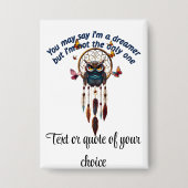 Custom Personalize Boho Owl Beautiful Hippie Button (Vorderseite)