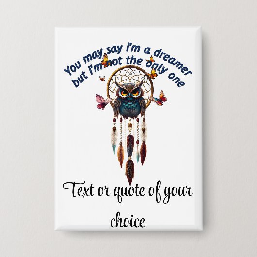 Custom Personalize Boho Owl Beautiful Hippie Button (Vorderseite)