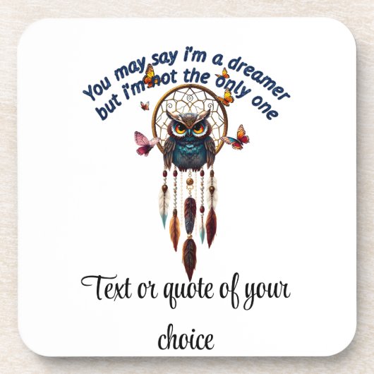 Custom Personalize Boho Owl Beautiful Hippie Getränkeuntersetzer (Vorderseite)