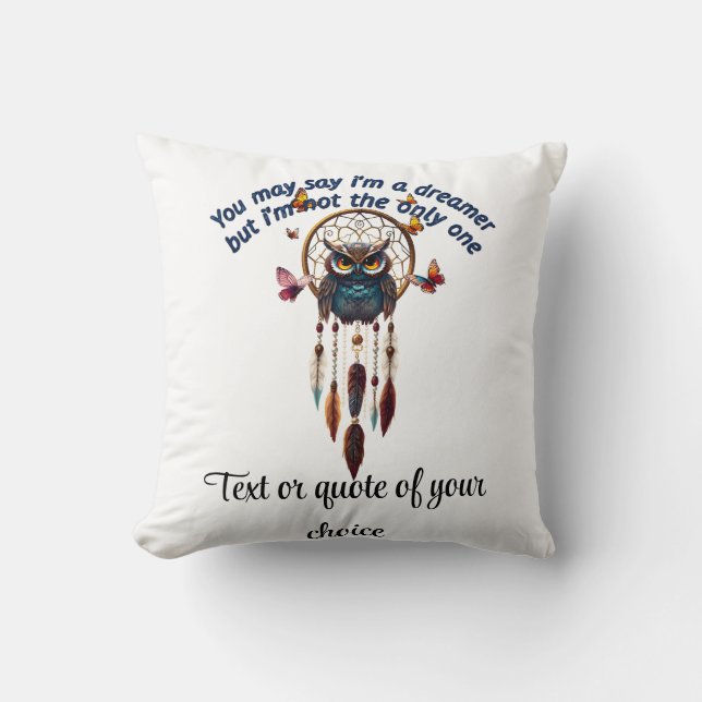 Custom Personalize Boho Owl Beautiful Hippie Kissen (Vorderseite)