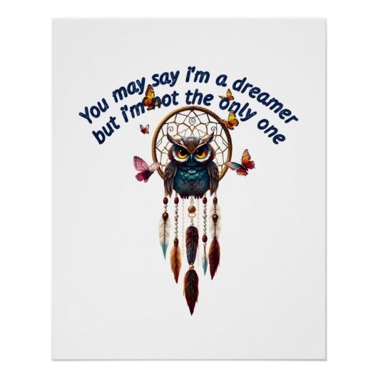 Custom Personalize Boho Owl Beautiful Hippie Poster (Vorderseite)