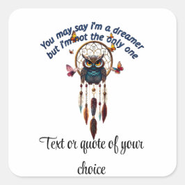 Custom Personalize Boho Owl Beautiful Hippie Quadratischer Aufkleber