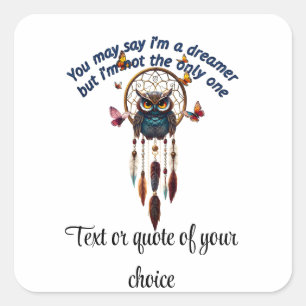 Custom Personalize Boho Owl Beautiful Hippie Quadratischer Aufkleber