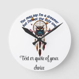 Custom Personalize Boho Owl Beautiful Hippie Runde Wanduhr