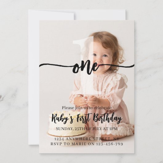 Custom Personalize First Birthday Invitation Einladung (Vorderseite)